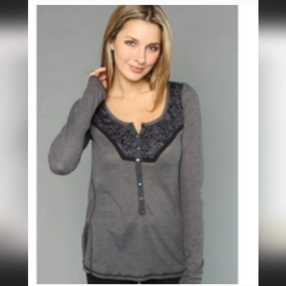 Free People | Diego, Waffle Knit, Button-up, Henley, Sweater